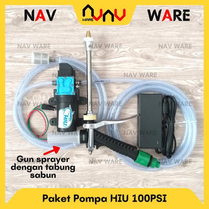 Paket HIU 100psi Pompa Air DC 12V High Pressure Alat Cuci Motor Mobil Steam Sprayer Gun Model Sabun