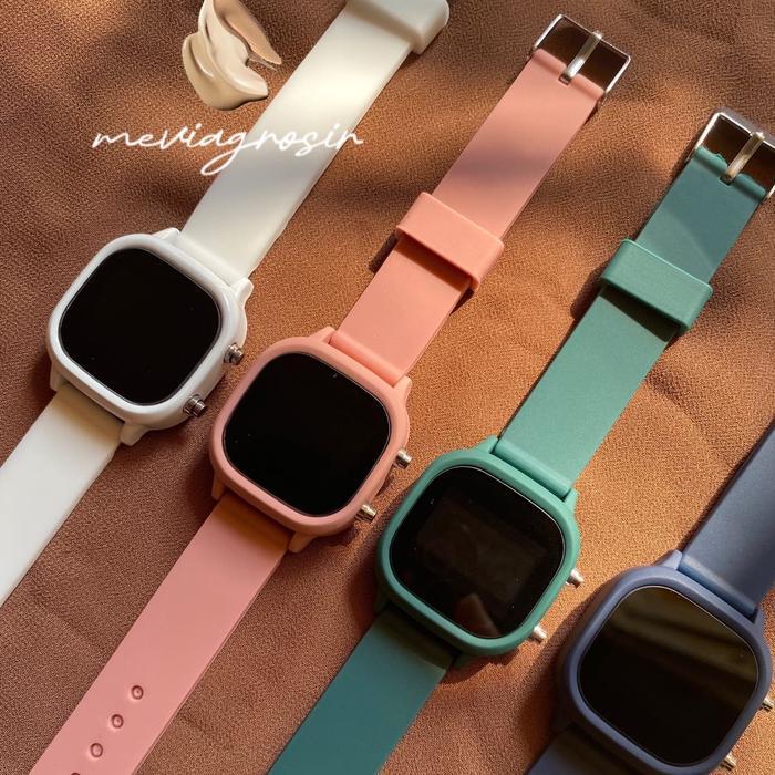 Jam Tangan Wanita Led Digital Strap Rubber Silicone Jam Tangan Led Cewek Digital Terbaru Model Oval