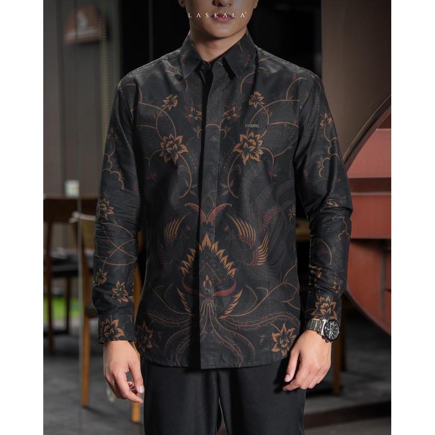 Laskala Batik Premium Haikal Kemeja Batik Pria Slimfit Lengan Panjang