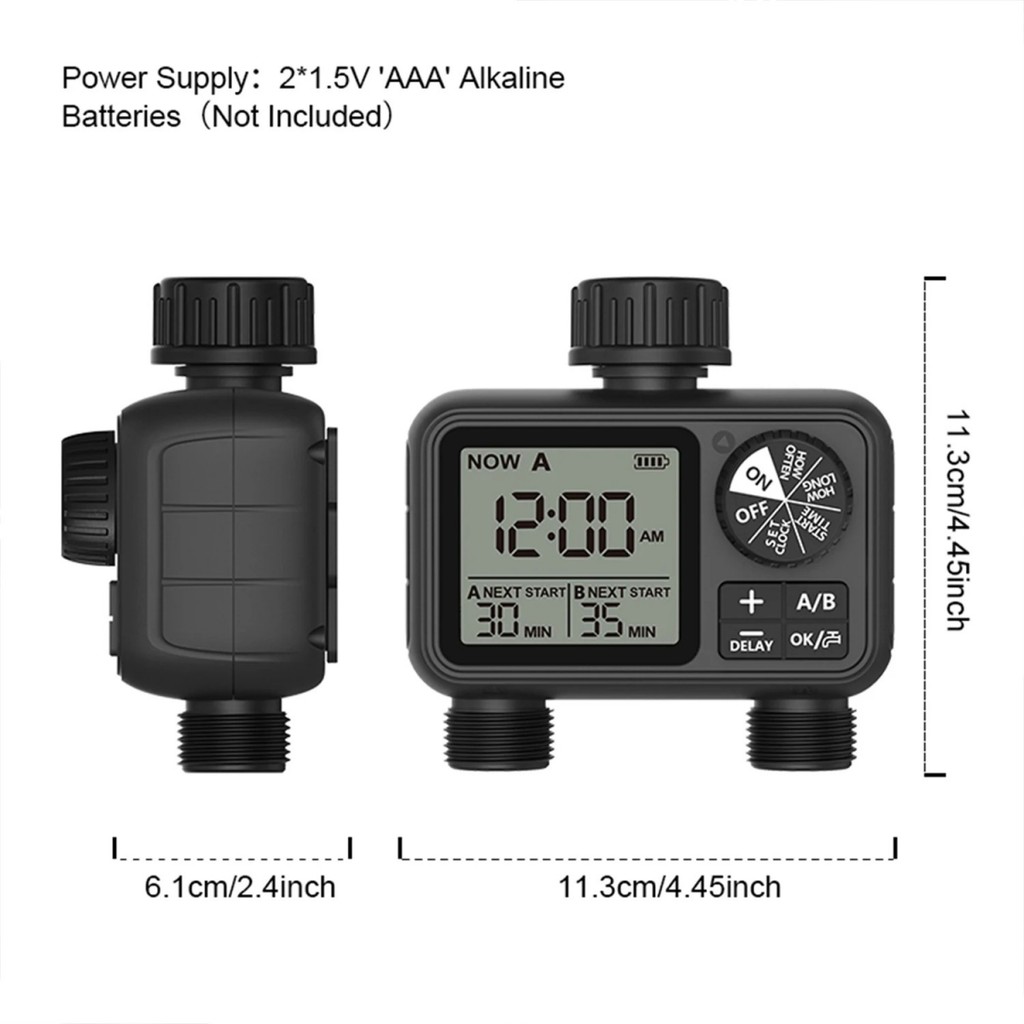 Newest 2-outlet Digital Water Timer Independent Programming Control Adjustable Sprinker Easy