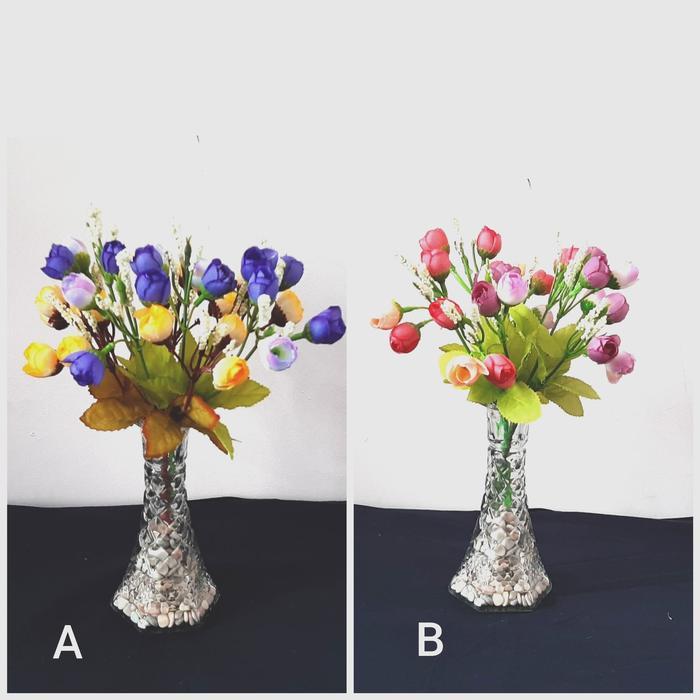 Bunga Hias Cantik pot Kaca tinggi Bunga artificial plastik hiasan pot