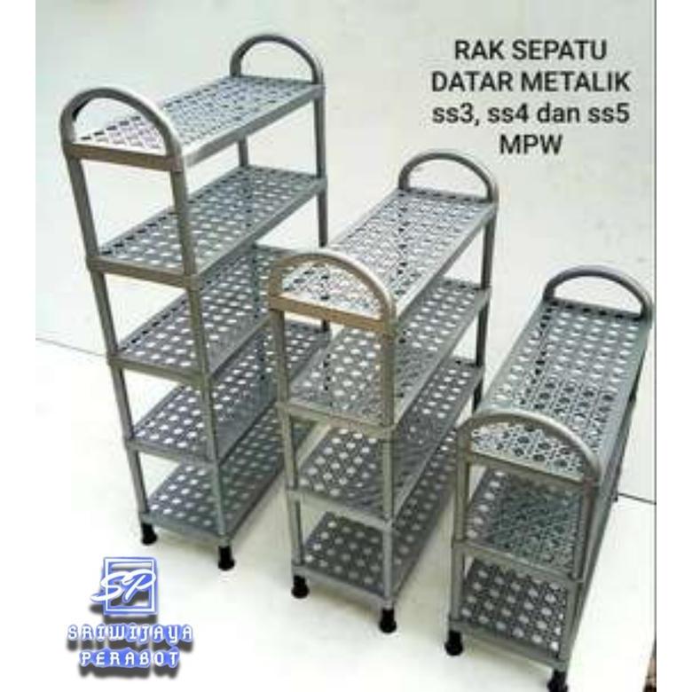 Mpw Rak Sepatu Plastik Silver Serbaguna