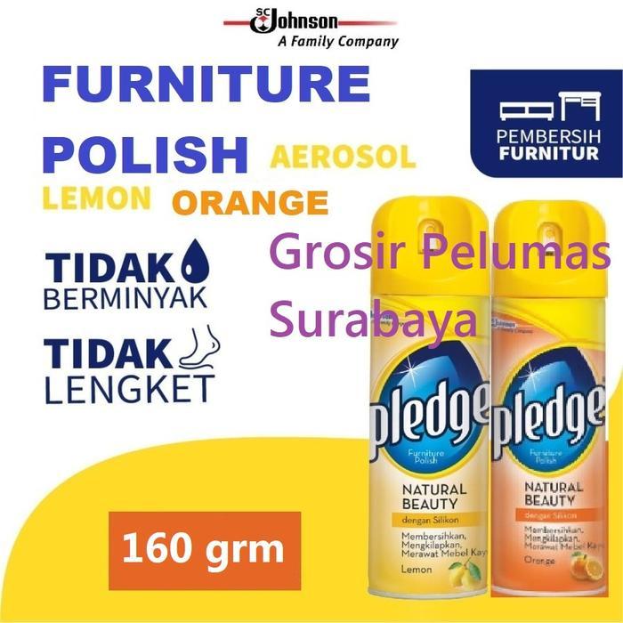 PENGKILAP FURNITURE POLISH KAYU MOTOR PLEDGE LEMON ORANGE SPRAY 160GRM