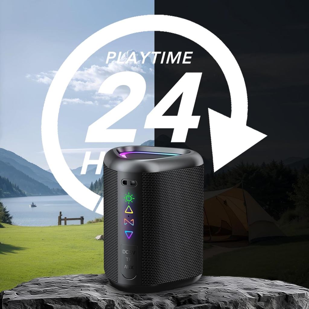 Portable Bluetooth Speakers, Loud Stereo Sound, IPX7 Waterproof Speaker Bluetooth Wireless, RGB