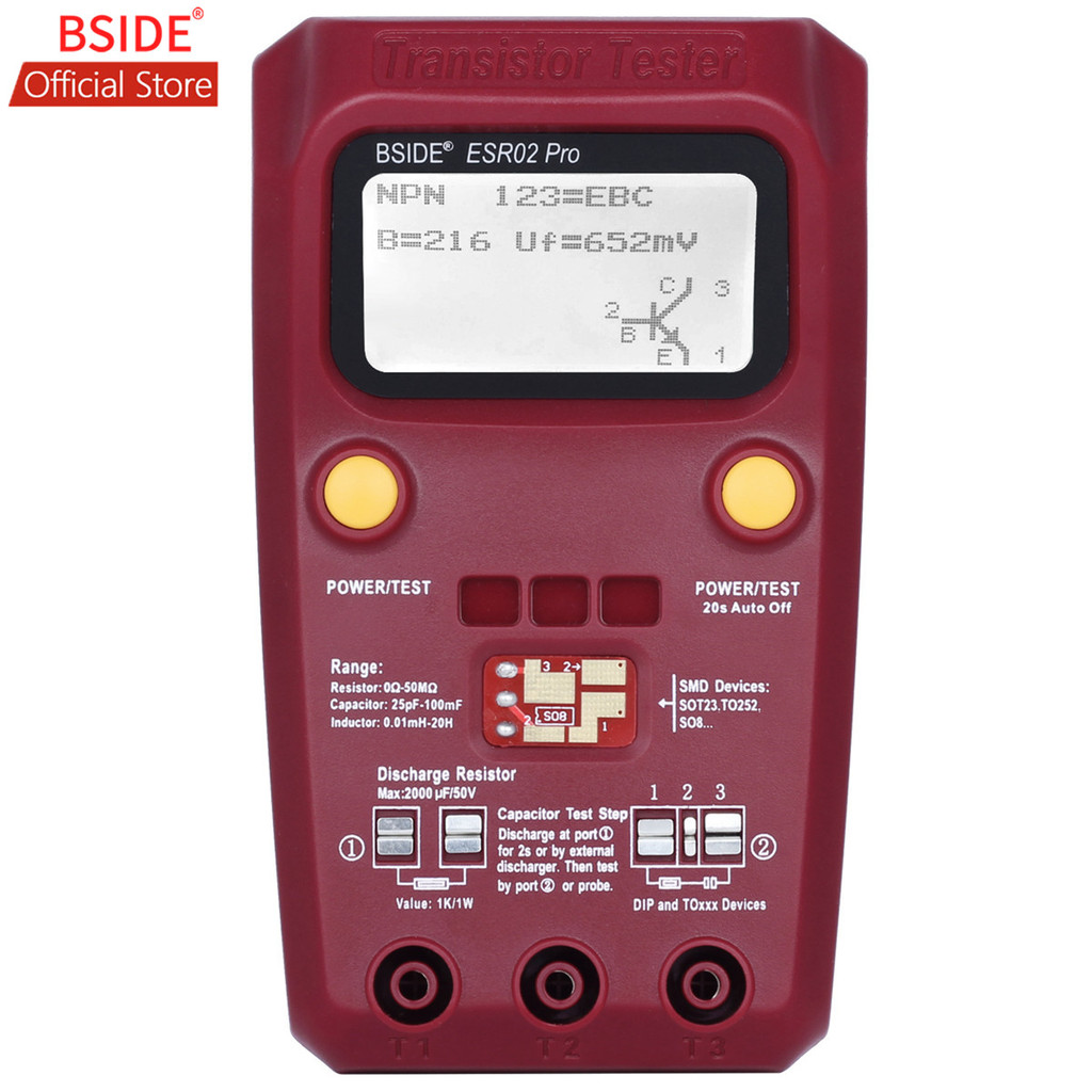 BSIDE ESR02PRO Digital Transistor SMD Components Tester Diode Triode Capacitance Inductance