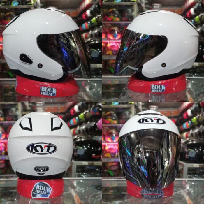 Helm Kyt Kyoto Solid White Visor Iridium Silver