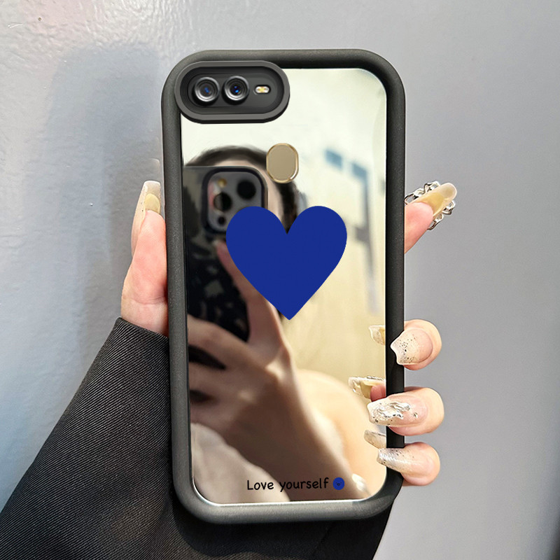 Casing Hp Untuk OPPO A7 OPPO A5s OPPO A12 OPPO A12S A11k Case Klein Blue Heart Mirror Kasing Silicon