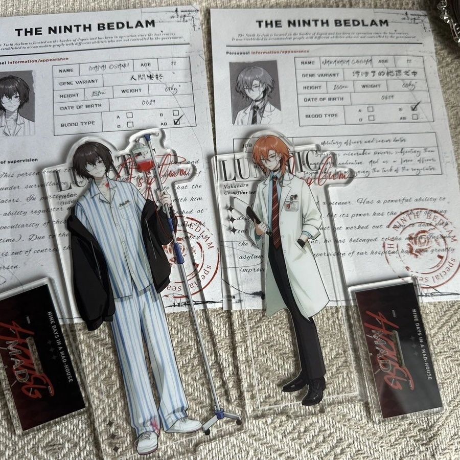 Bungo Sd Hospital Acrylic Stand Dazai Osamu Figure Nakahara Chuuya Standee Display Anime Goods