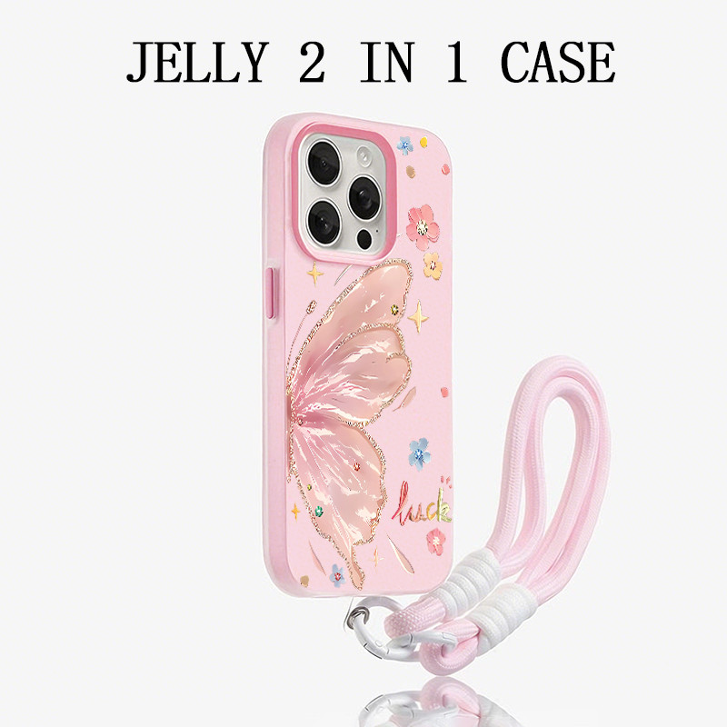 Jelly Color 2 In 1 Terbarukupu-Kupu Merah Muda Case Vivo Y500 Z11 T5 Z11X Y31d Pro Y11d Y05 V70 Fe Y
