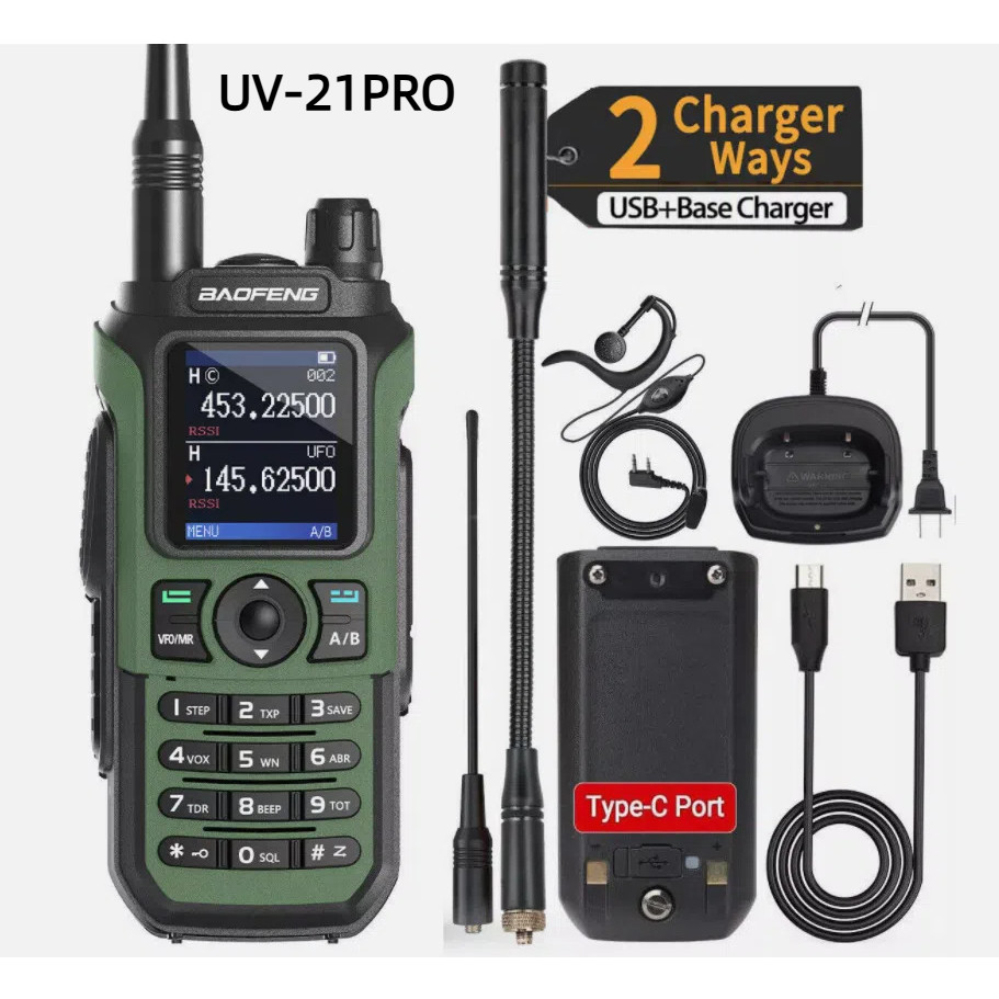 Baofeng -21 Pro Wireless Copy Frequency Six Band Powerful Waterproof Type-C Two Way Ham Radio Walkie