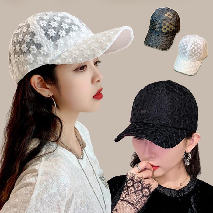 Minzo Topi Distro Wanita Korea Baseball Cap Hitam Gaya Jepang Fashion Outfit Casual Aksen Renda
