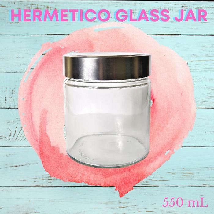 (PROMO RAMADHAN) HERMETICO JAR TUTUP STAINLESS PUTAR 550 ML TOPLES KACA JAR KACA PREMIUM TERMURAH