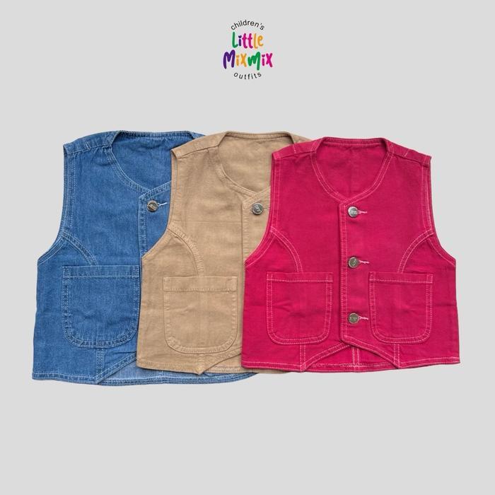 Mixmix Vest Denim - Vest Rompi Jeans Anak 2 - 7 Tahun Unisex