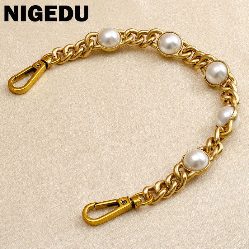 Bag Strap Pearl Chain Metal Gold Shoulder Chain DIY Bag Chain Fashion Replacement Strap For Bags