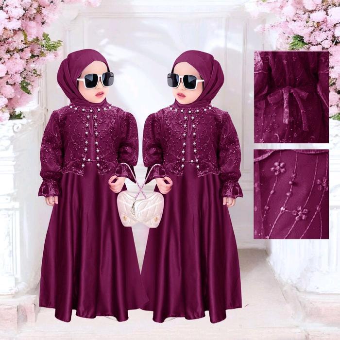 Dress Slavina Kid / Gamis Anak Perempuan 3-10 Tahun / Gamis Lebaran Anak / Gamis Couple Anak Dan Ibu