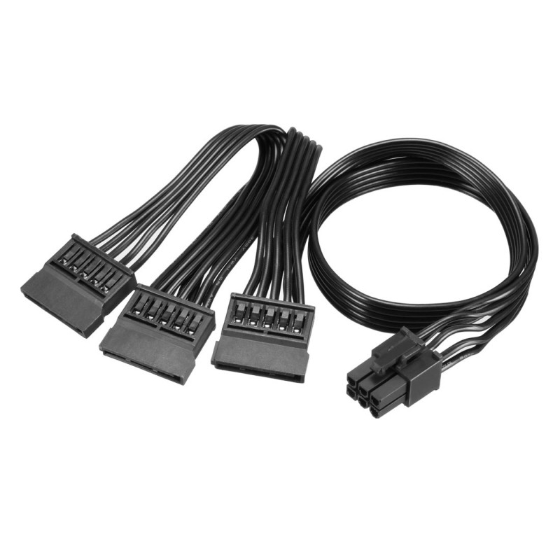6Pin to 3x SATA Straight, SSD HDD Power Cable for Corsair RM1000, RM850, RM750, RM650, RM550 RM4500