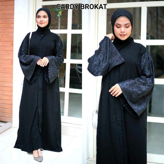 NEW ABAYA GAMIS HITAM ARAB CARDI BROKAT SIMPEL ELEGAN BUSUI FRIENDLY