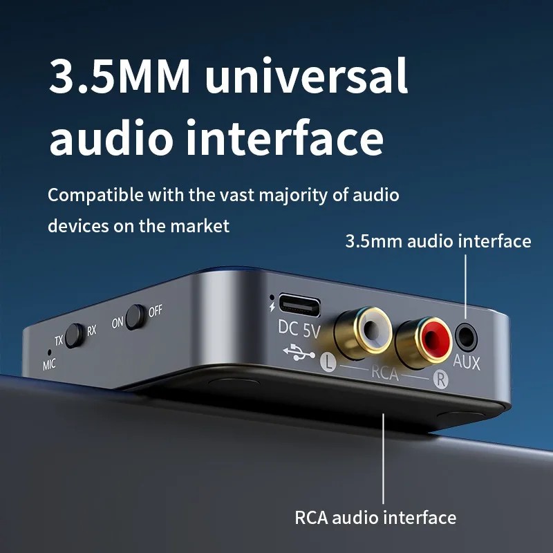 Bluetooth 5.4 Audio Receiver Transmitter Adapter AAC/aptX/aptX-LL/aptX-HD/aptX-AD RCA Aux Wireless