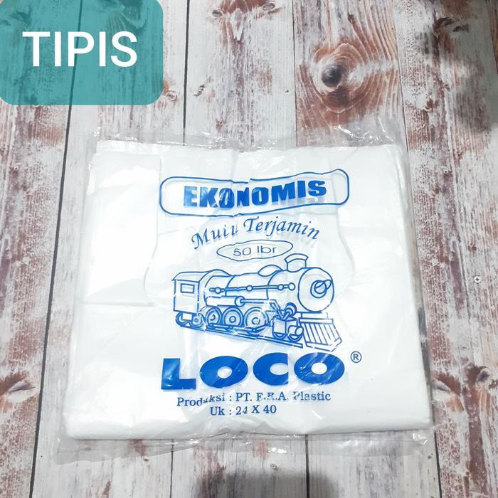 kantong plastik kresek tipis ekonomis loco putih ukr 24