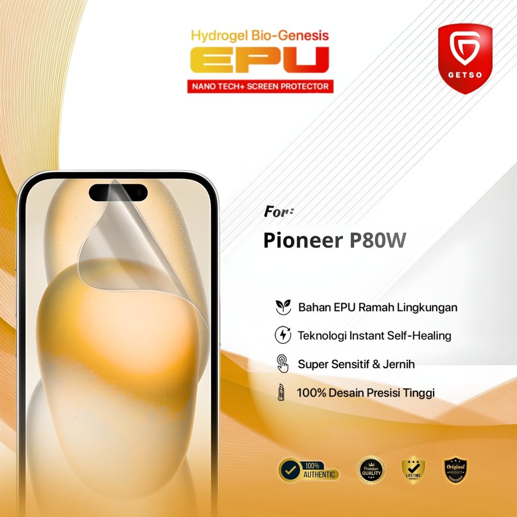 Getso BIO-HYDRO EPU Hydrogel Screen Guard for Pioneer P80W Kualitas Tingi Protection Film High Trans