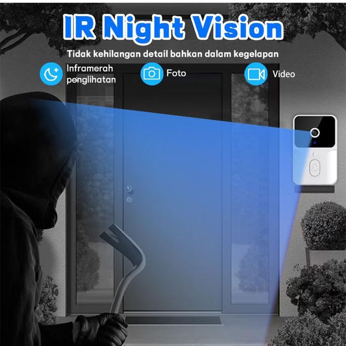 BEL RUMAH WIRELESS TUYA DOORBELL KONTROL PONSEL BEL PINTU VISUAL WIFI TUYA SMART DOORBELL CAMERA