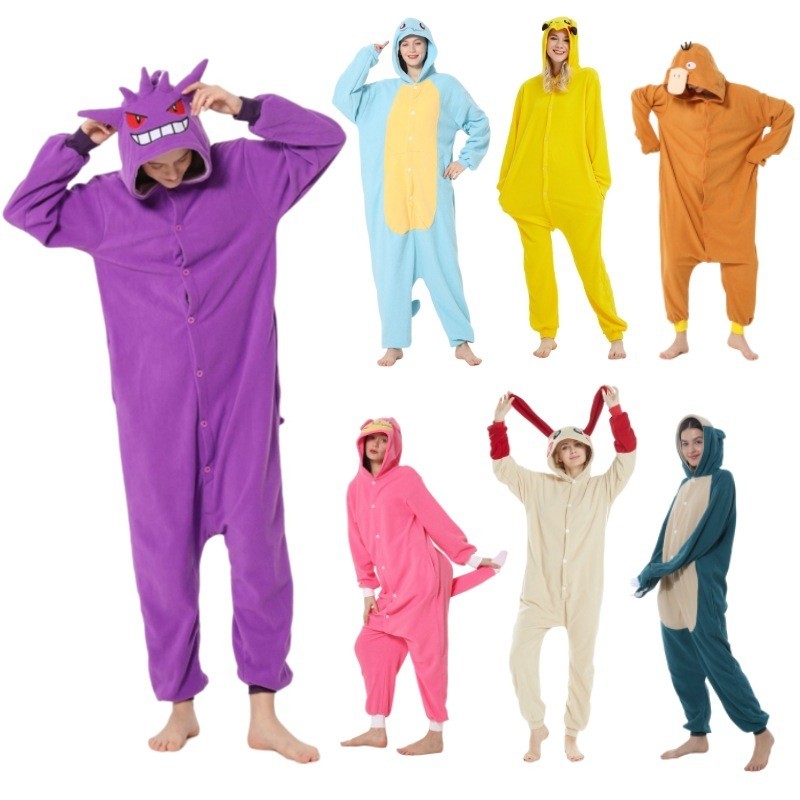 Pokemon Pikachu Gengar Kigurumi Onesie Snorlax Eevee Squirtle Pijama Cosplay Costume Halloween Anime