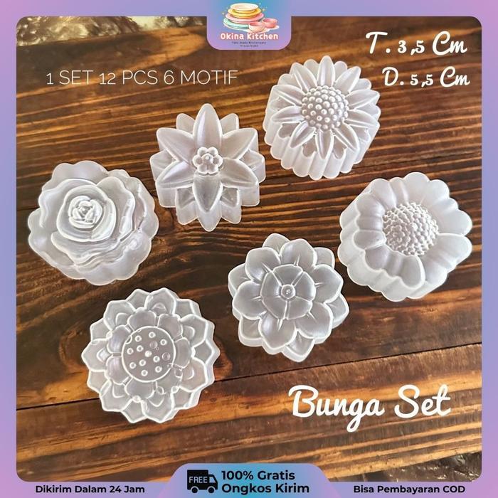 [Isi12] Cetakan Cup Bunga Set Kue 5.5 cm Plastik / Cetakan Bunga Lotus / Cetakan Puding Plastik /