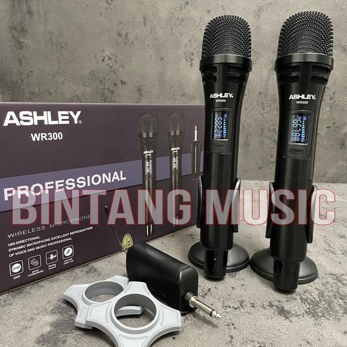 MIC WIRELESS ASHLEY WR300 ORIGINAL FREE BUSA ASHLEY WR 300 MICROPHONE HITAM