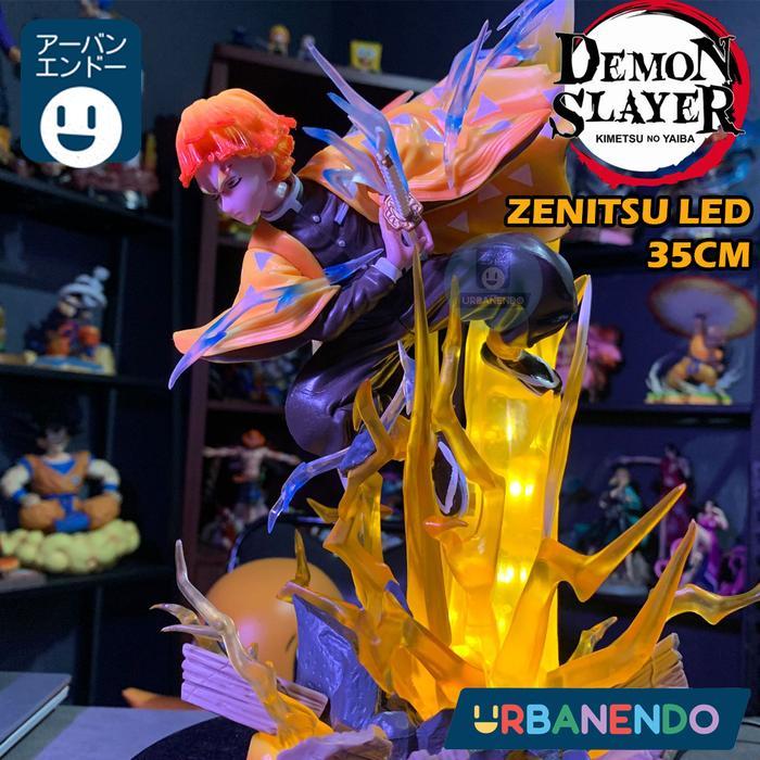 Action Figure Zenitsu Demon Slayer LED 35cm Statue Pajangan Anime
