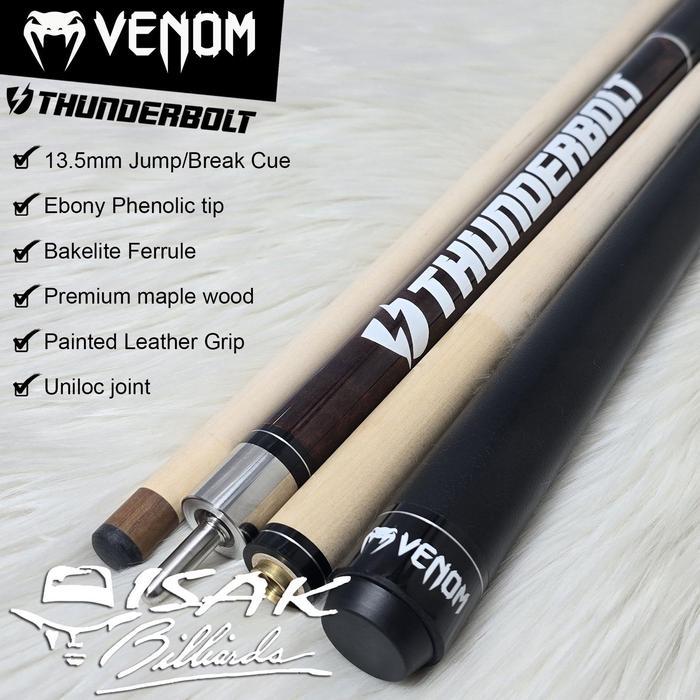 Venom Thunderbolt Jump Break Cue Purple 13.5Mm Stick Loncat Billiard
