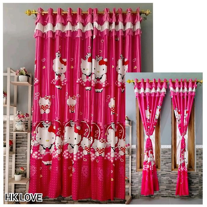 Gorden Smokring Rumbai Susun Pita Motif Hellokitty Pink