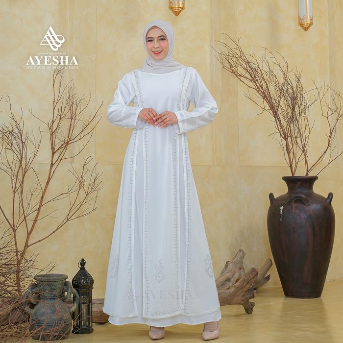 Gamis Putih Wanita Abaya Turkey Mewah Elegan Premium Terbaru
