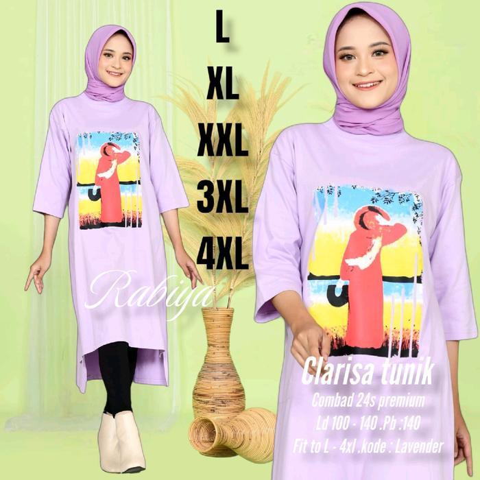 Tunik Kaos Panjang Wanita Oversize Combed Muslim Viral - Ukuran L-4Xl - Crinkle, Midi, Dewasa,