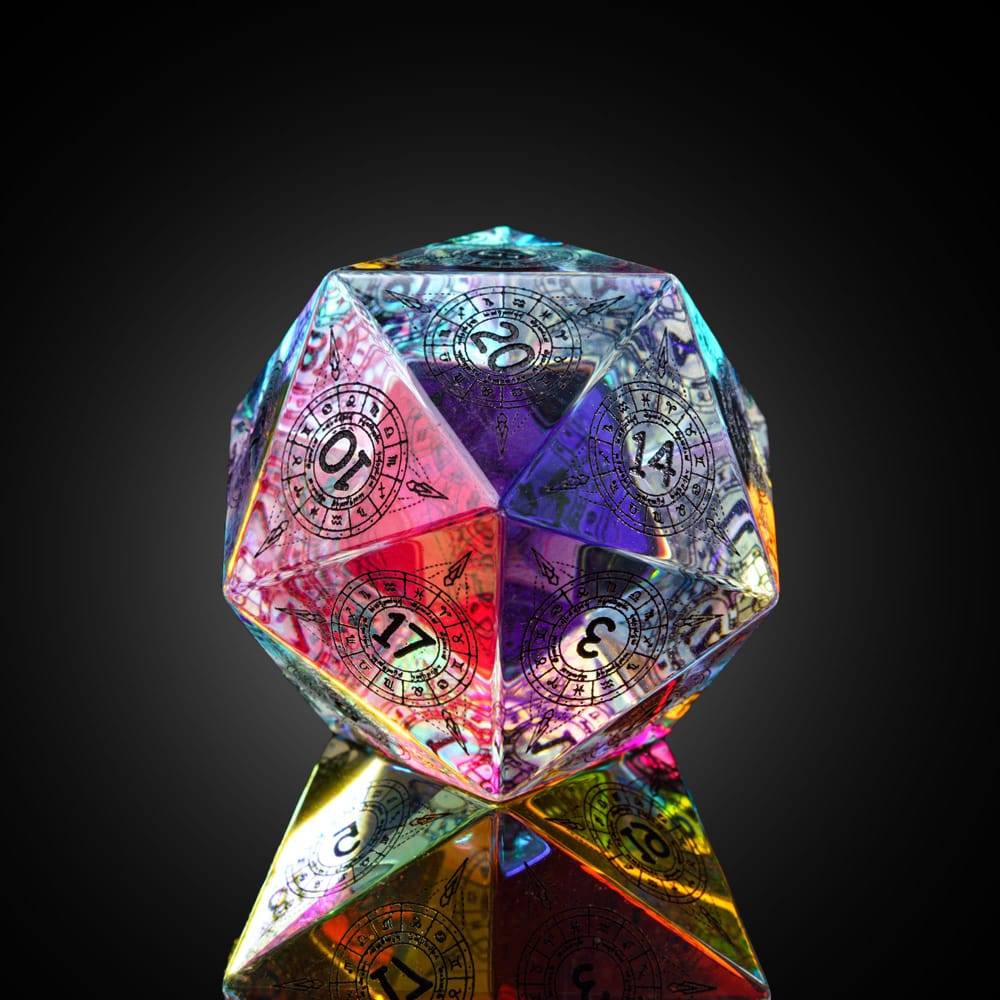 Cusdie 30MM D20 Dice Crystal Stone 20 Sides Fantasy Dice Single D20 Gemstone Polyhedral Dice for
