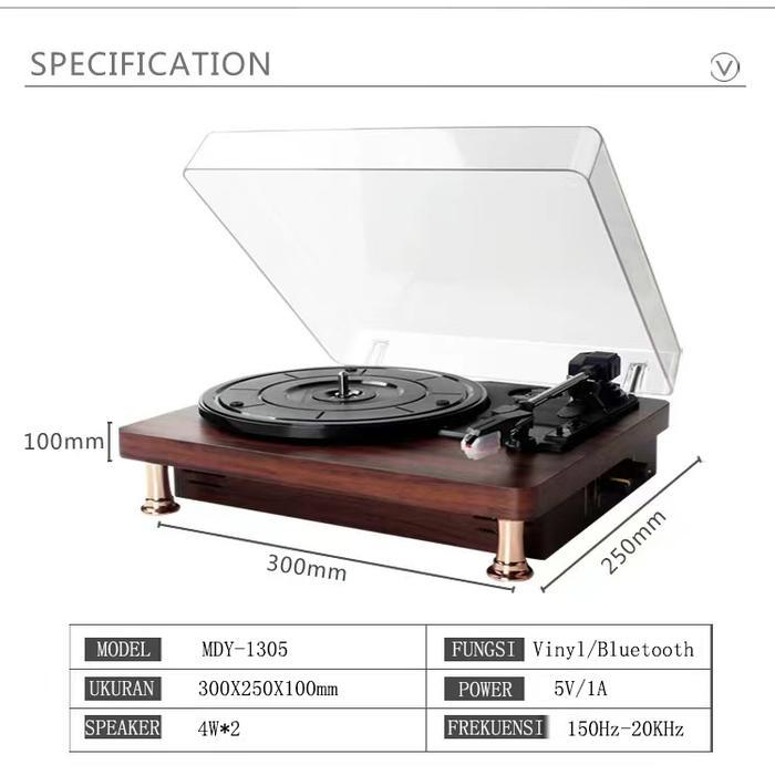 Pemutar Piringan Hitam Vinyl Player Turntable Vinyl Record Player Multifungsi Speaker Bluetooth