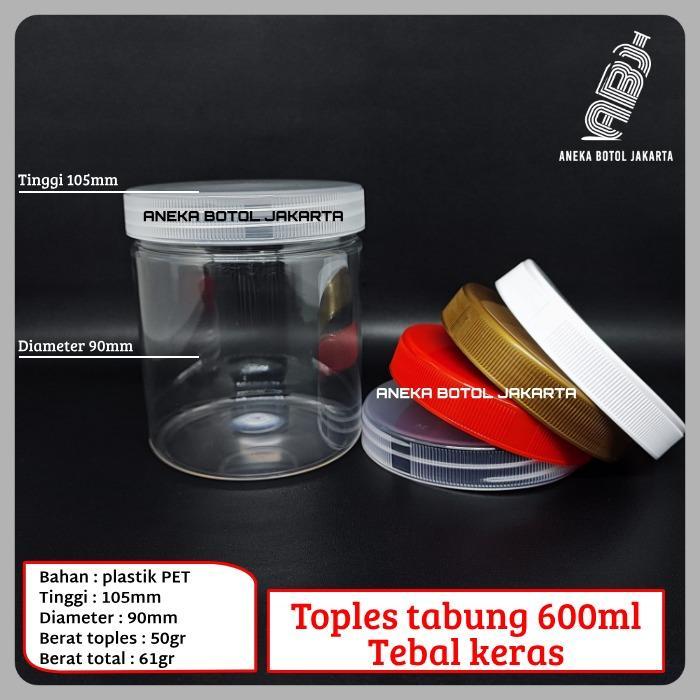Toples plastik 600 ml tabung tebal keras / Toples tabung 600ml tebal