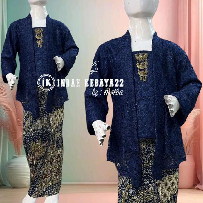 Set Kebaya Kutubaru Anak Perempuan Umur 3-12 Tahun Brokat Elegan Modern Setelan Baju Fashion Wisuda