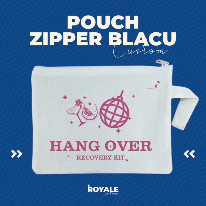 Custom Pouch Zipper Blacu Beige Sablon Satuan Hampers Souvenir Tas