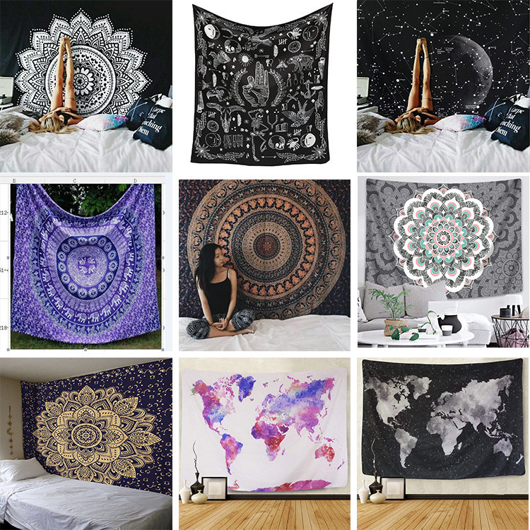 Kain Dinding Mandala Hiasan Dinding Handuk Mandala Pantai Serat Poliester Karpet Dinding Permadani M