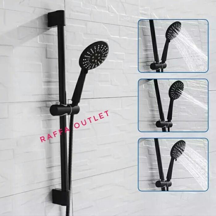 Toto - Shower Tiang Stainless Hitam/Shower Set Mandi Fiorentino