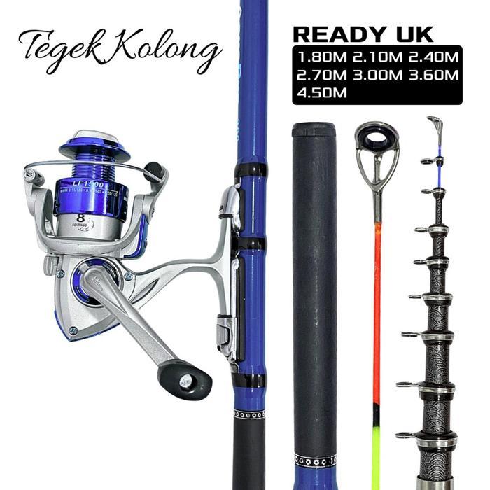 Aquapro 1 Set Paket Joran Tegek Kolong Teleskopik Lentur Ring Ceramic Guide dan Reel Series LF1500