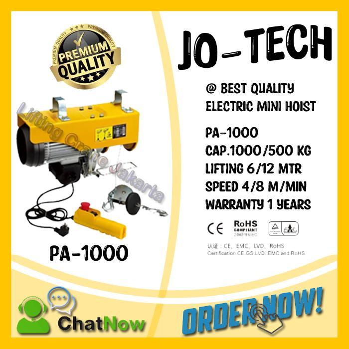 ELECTRIC MINI HOIST WIRE MINI HOIST CAP.1000KG/500KG 12MTR