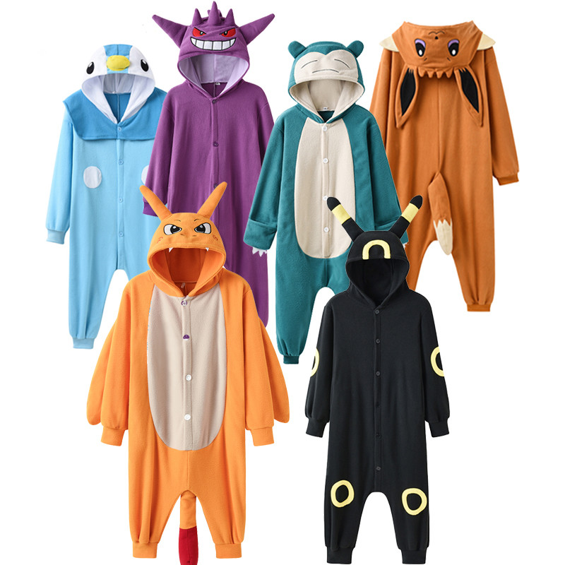 Children Charizard Onesie For Kids Gengar Kigurumi Umbreon One-Piece Pajama Eevee Full Body Suit