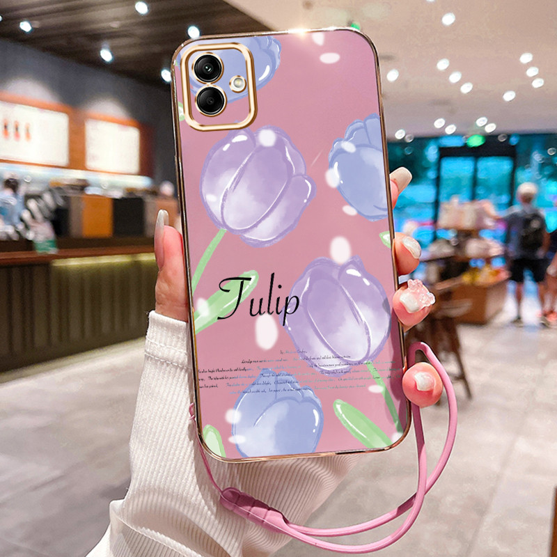 Casing Hp Untuk Samsung Galaxy A04 M04 F04 A04E A04S Case Ungu Tulip Pink Kekinian Penyepuhan Cesing