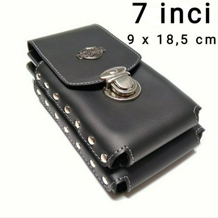 SARUNG Handphone 7 INCI DOMPET HP PRIA 2 SLOT SABUK KOPEL SINTETIS