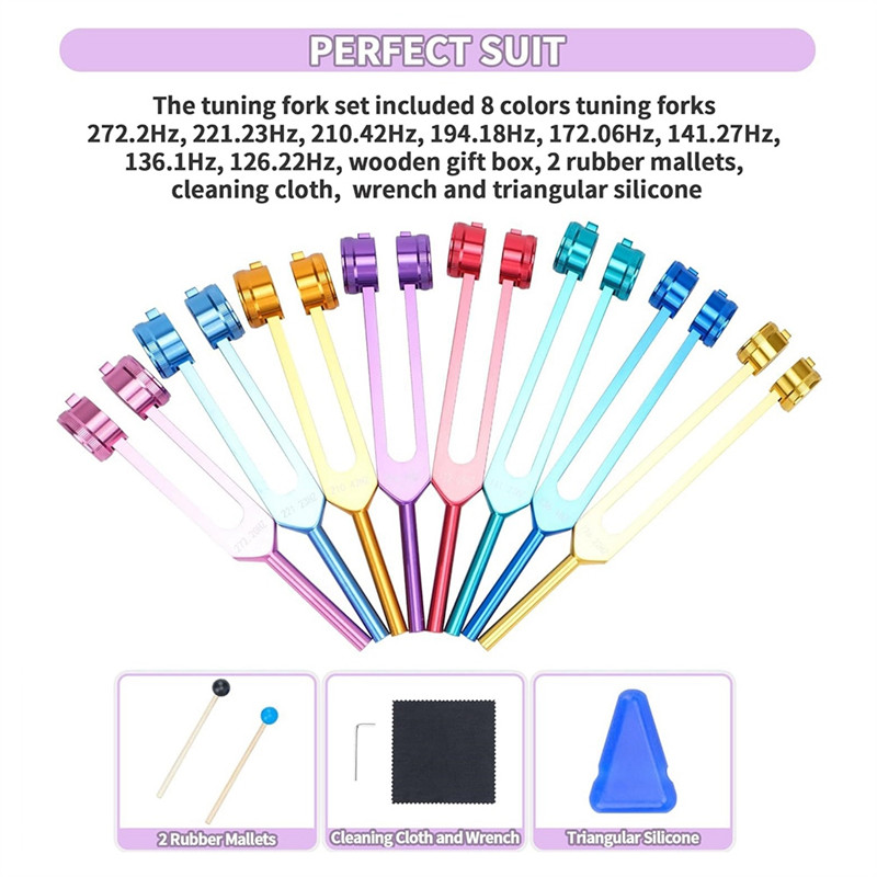 ?Must-Haves?Chakra Tuning Fork Set, 7 Chakra+1 Soul Purpose Weighted Tuning Forks For