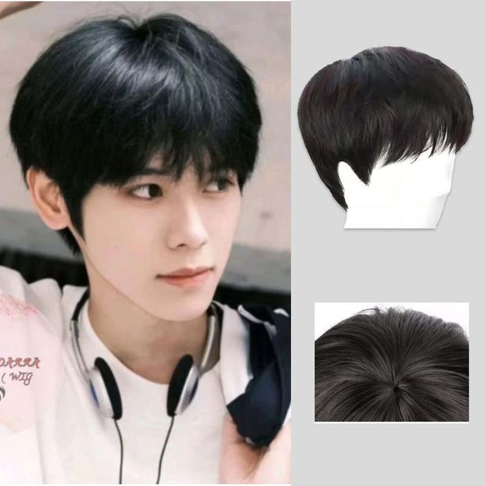 Rambut Palsu Rambut Palsu Dewasa Wig Pria Cowok Pendek Wig Korea Style Rambut Palsu Pria Rambut