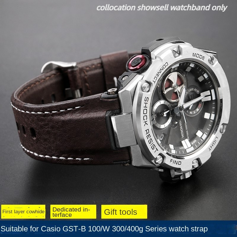 GST-210 Genuine Leather Watch Strap For Casio G-SHOCK GST 210/W120L/S130L/S310 GST-B100 W300/400G