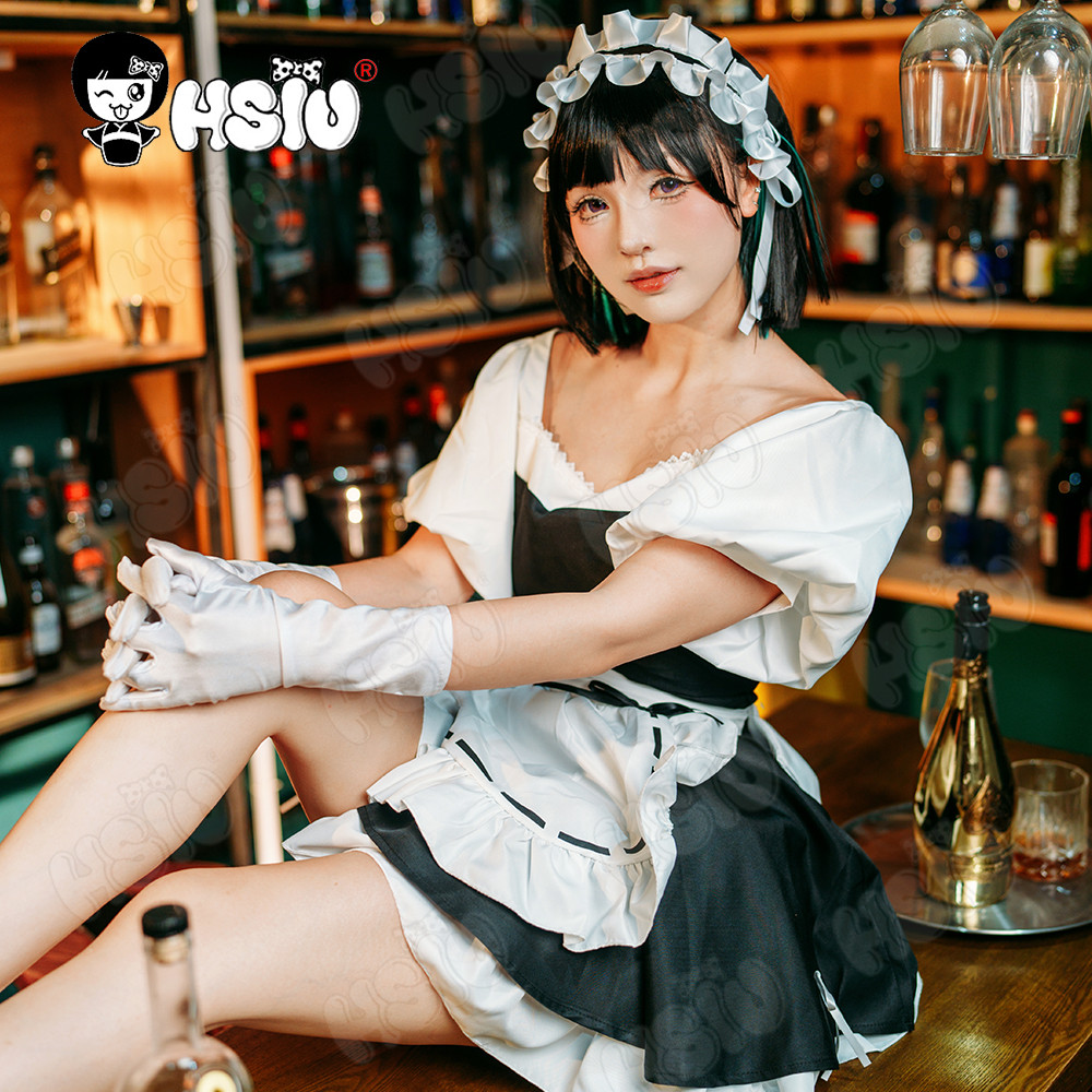 Sua Cosplay Clothing Wig Hsiu Short Black Hair Black Cafe Maid Outfit Maid Skirt Anime Alien Stage