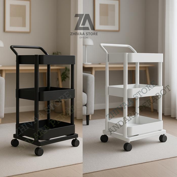 Rak Troli Roda 3 Susun Rak Kamar Tidur Rak Dorong Trolley Baju Bayi